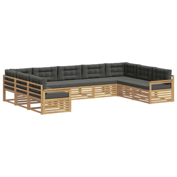 vidaXL Ensemble de canapés d'extérieur 9 Pièces Blanc et anthracite