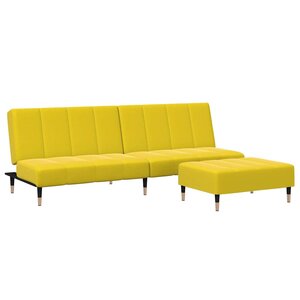 vidaXL Canapé-lit à 2 places avec repose-pied jaune velours