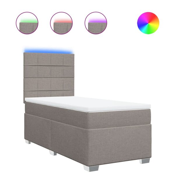 vidaXL Sommier à lattes de lit avec matelas Taupe 100x200 cm Tissu
