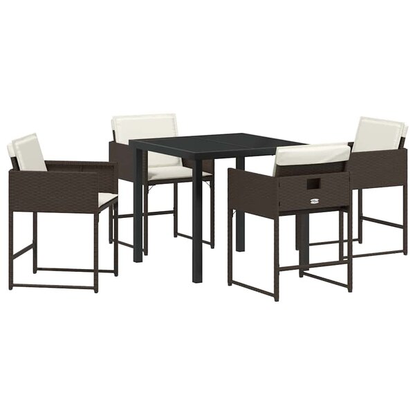 vidaXL Ensemble de salle à manger pour jardin 5 Pièces Marron polyrotin