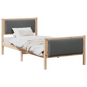 vidaXL Cadre de lit avec tête de lit Gris foncé 90 x 190 cm tissu