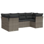 vidaXL Salon de jardin 6 Pièces avec coussins gris résine tressée