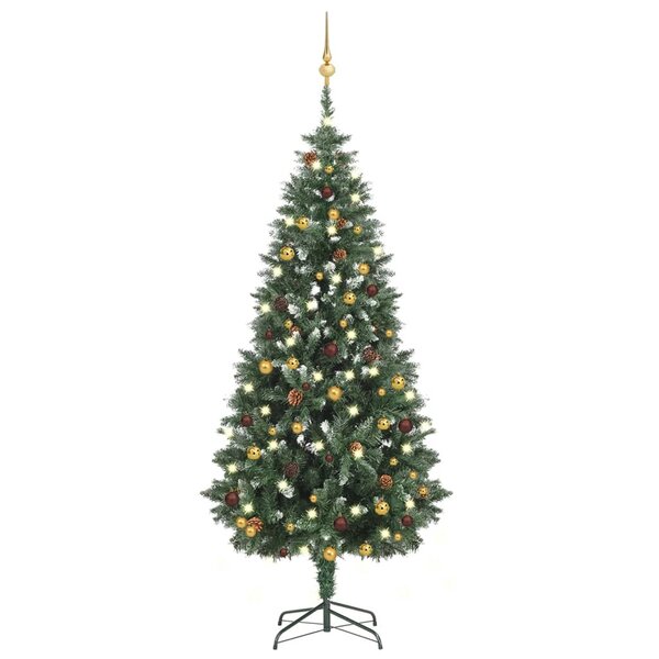 vidaXL Arbre de Noël artificiel pré-éclairé et boules 180 cm