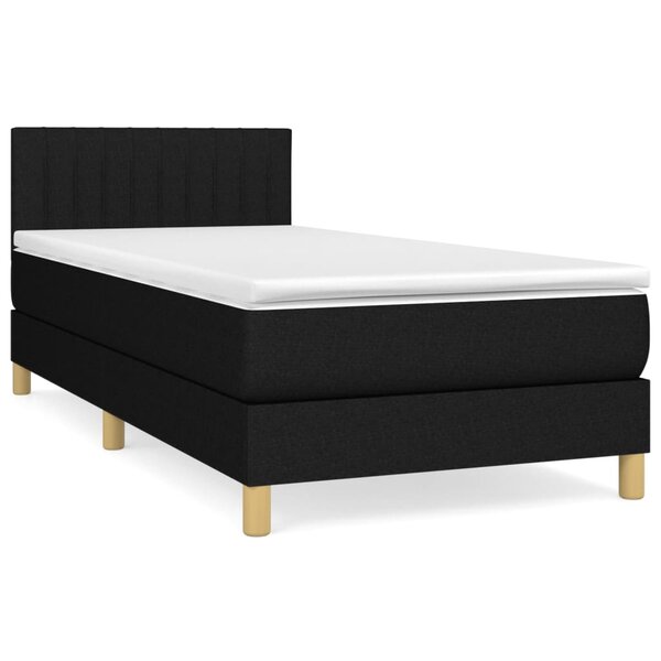 vidaXL Sommier à lattes de lit avec matelas Noir 100x200 cm Tissu