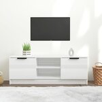 vidaXL Meuble TV Blanc brillant 102x35x36 5 cm Bois d'ingénierie