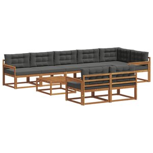 vidaXL Ensemble de canapés d'extérieur 9 Pièces Naturel et Anthracite