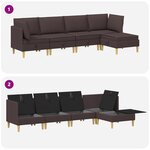vidaXL Canapé modulaire avec rangement 5 Pièces Marron foncé Tissu