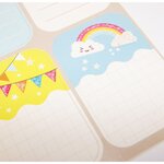 16 étiquettes adhésives scolaires - Rectangle - Licorne et nuage - Paillettes