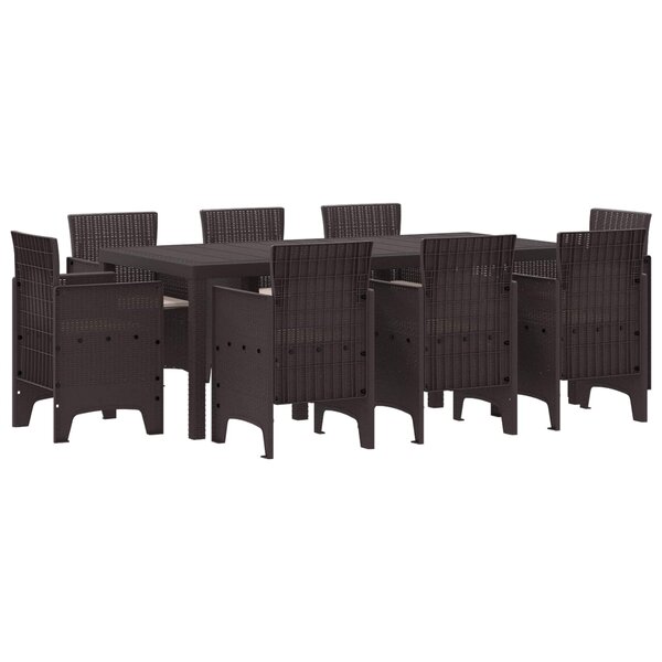 vidaXL Ensemble de salle à manger pour jardin 9 Pièces Marron