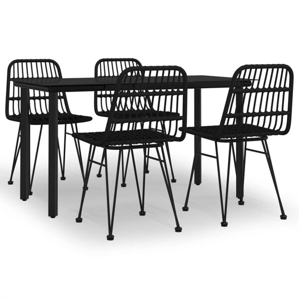 vidaXL Ensemble à manger de jardin 5 Pièces Noir Résine tressée