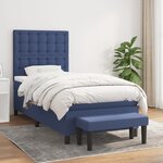 vidaXL Sommier à lattes de lit avec matelas Bleu 90x190 cm Tissu