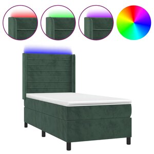 vidaXL Sommier à lattes de lit et matelas et LED Vert foncé 80x200cm