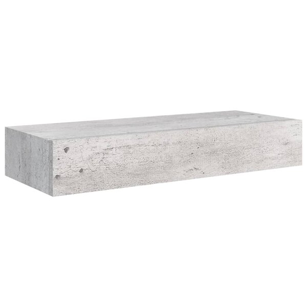 vidaXL Étagère à tiroir murale Gris béton 60x23 5x10 cm MDF