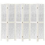 vidaXL Cloison de séparation 6 panneaux blanc bois de paulownia massif