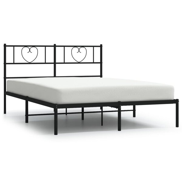 vidaXL Cadre de lit métal avec tête de lit noir 150x200 cm