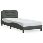 vidaXL Cadre de lit avec tête de lit Gris foncé 90x200 cm Tissu