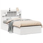 vidaXL Cadre de lit sans matelas blanc 135x190 cm bois de pin massif