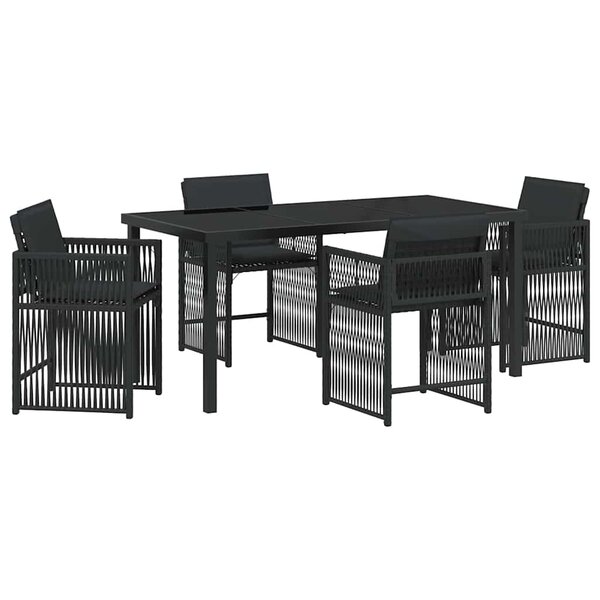 vidaXL Ensemble de salle à manger pour jardin 5 Pièces Noir polyrotin