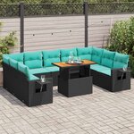 vidaXL Salon de jardin 10 Pièces avec coussins noir résine tressée
