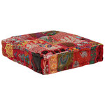vidaXL Pouf carré en coton fait à la main 50 x 50 x 12 cm Rouge