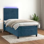 vidaXL Sommier à lattes de lit avec matelas LED Bleu foncé 100x200 cm