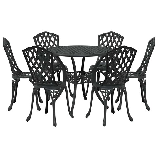 vidaXL Ensemble de salle à manger pour jardin 7 Pièces Noir Aluminium