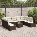 vidaXL Ensemble de canapé de jardin 10 Pièces Marron polyrotin