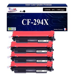 T3AZUR -4x Toners compatibles avec HP CF294X (94X) pour HP LaserJet Pro MFP M118dw  M148dw  M148fdw