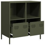vidaXL Buffet vert olive 68x39x73 5 cm acier laminé à froid