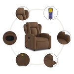 vidaXL Fauteuil de massage inclinable Marron Tissu