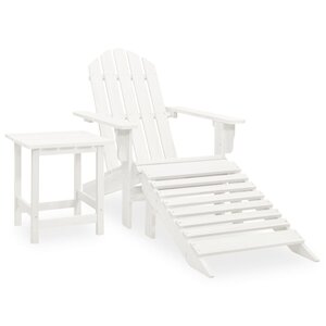 Chaise de jardin adirondack avec pouf et table sapin blanc 02_0013325