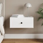 vidaXL Cabinet de chevet mural Blanc brillant 49 x 34 5 x 20 cm