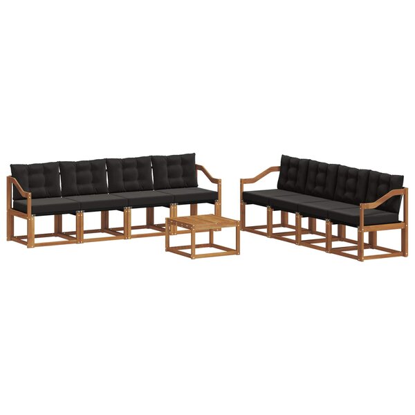 vidaXL Ensemble de canapés d'extérieur 9 pc Naturel et Noir