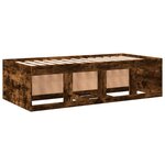 vidaXL Lit de jour et tiroirs chêne fumé 100x200 cm bois d'ingénierie