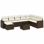 vidaXL Salon de jardin avec coussins 9 Pièces marron résine tressée
