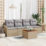 vidaXL Ensemble de canapé de jardin 5 Pièces Beige Poly rotin
