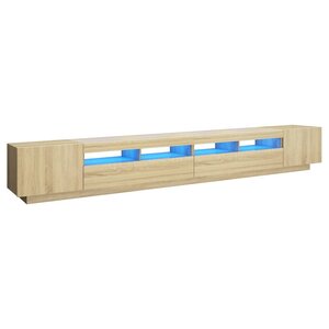 vidaXL Meuble TV avec lumières LED Chêne sonoma 300x35x40 cm