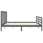 vidaXL Cadre de lit avec tête de lit gris 200x200 cm bois massif