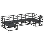 Ensemble de canapé de jardin avec coussin 6 Pièces Noir Aluminium