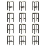 vidaXL Ensemble de bar de jardin 16 Pièces coussins Résine tressée Marron