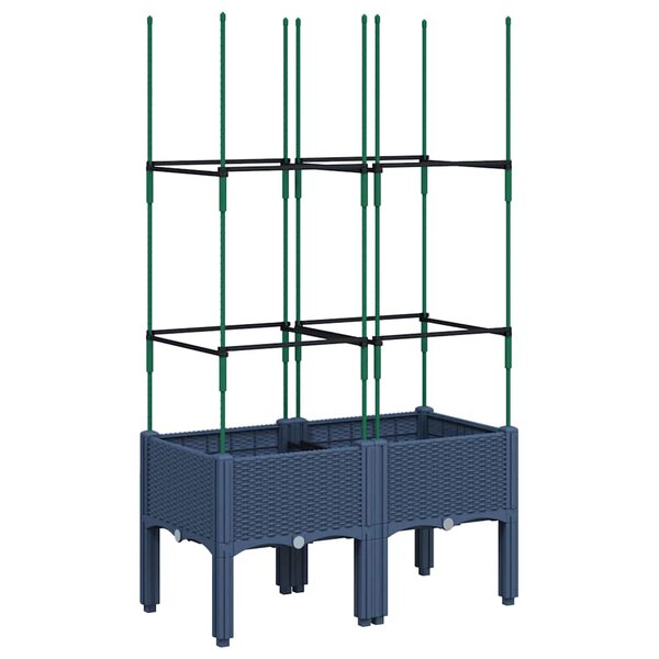vidaXL Jardinière avec treillis bleu gris 80x40x142 5 cm PP