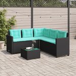 vidaXL Canapé de jardin avec table et coussins en forme de L noir