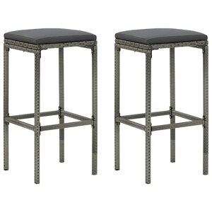 vidaXL Tabourets de bar avec coussins lot de 2 gris résine tressée