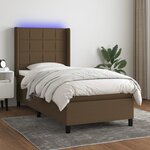 vidaXL Sommier à lattes de lit matelas et LED Marron foncé 100x200 cm