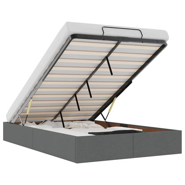 vidaXL Cadre de lit ottoman sans matelas gris foncé 120x190 cm tissu