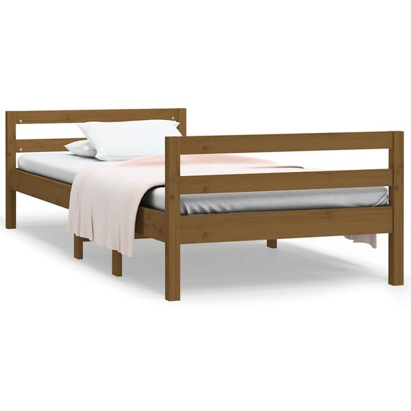vidaXL Cadre de lit sans matelas marron miel 75x190 cm bois pin massif