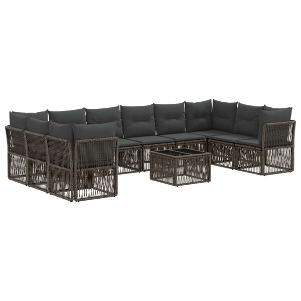 vidaXL Ensemble de canapé de jardin 11 Pièces Gris polyrotin