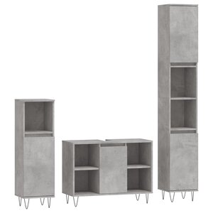 vidaXL Ensemble de meubles de salle de bain 3 Pièces gris béton