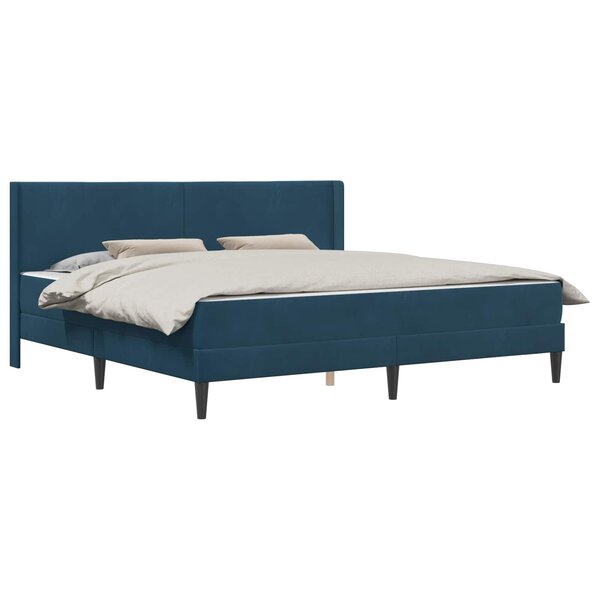 vidaXL Cadre de lit avec matelas Bleu 200 x 200 cm Velours
