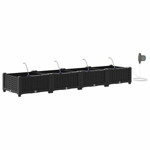 vidaXL Pots de jardin Noir 160 x 40 x 22 cm Acier